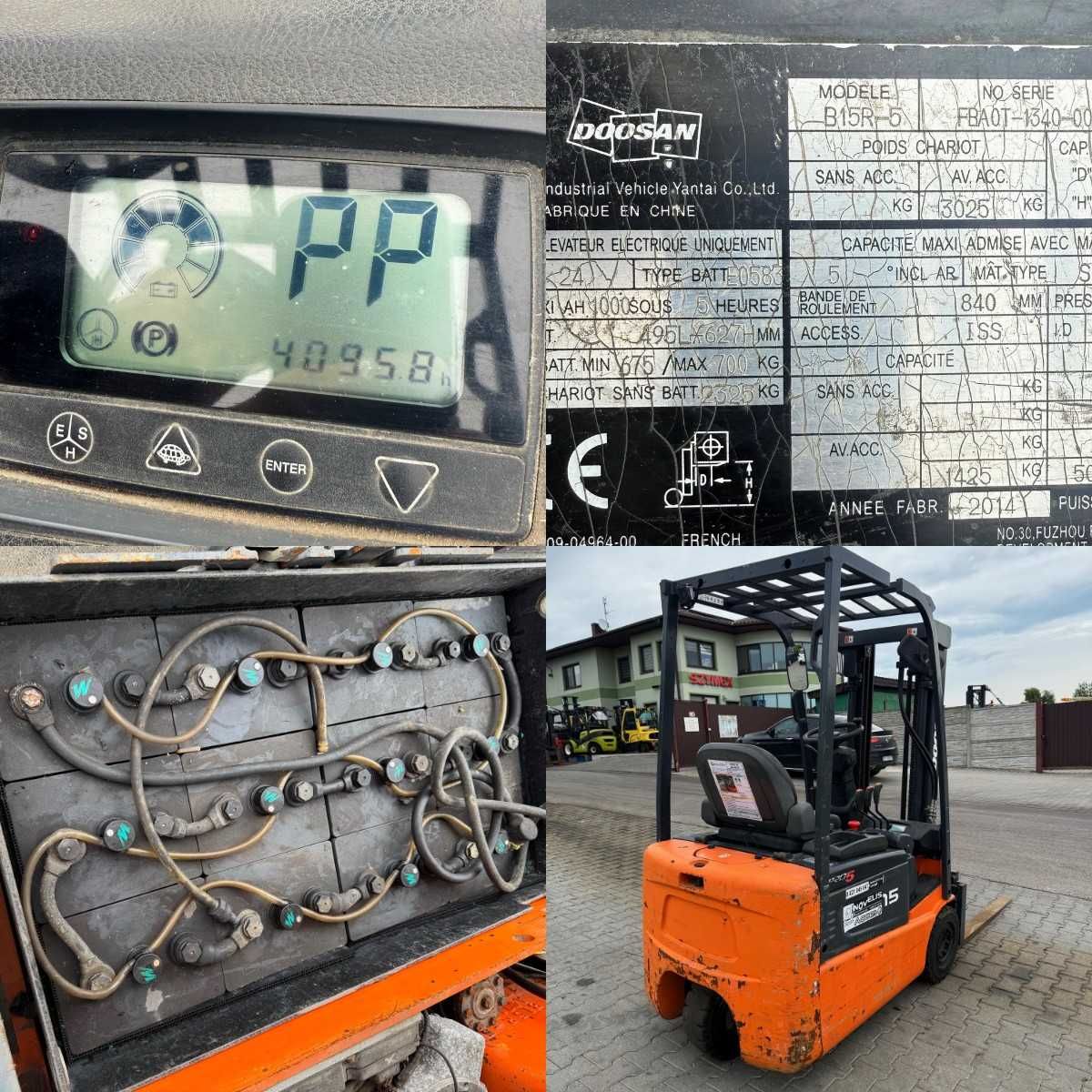 wózek widłowy elektryczny DOOSAN B15R-5 3-kołowy 2014r przesuw 4000mtg