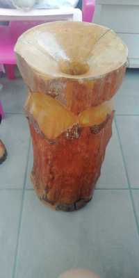 drewniany pien goralski z dziura wazon popielnica ciezki, dlubanka