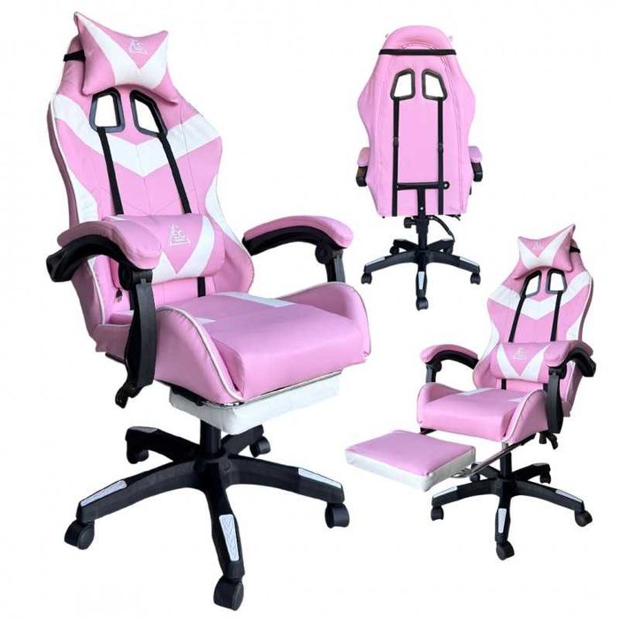 Компютерне крісло Геймерське крісло з підніжкою і 2 подушками до 120кг