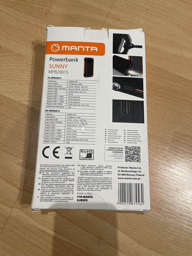 Manta solarny Powerbank 20000mAH