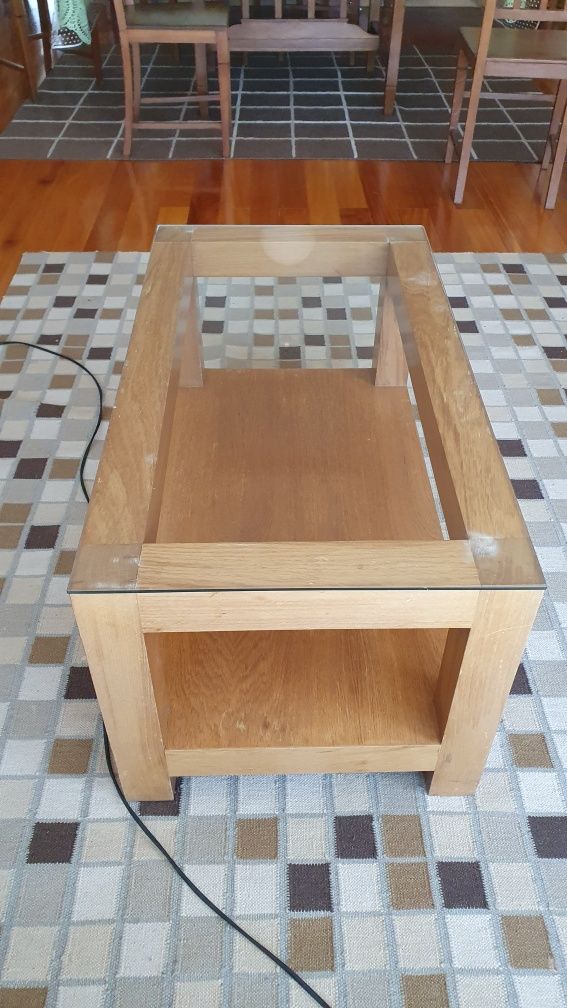Mesa de centro madeira/vidro