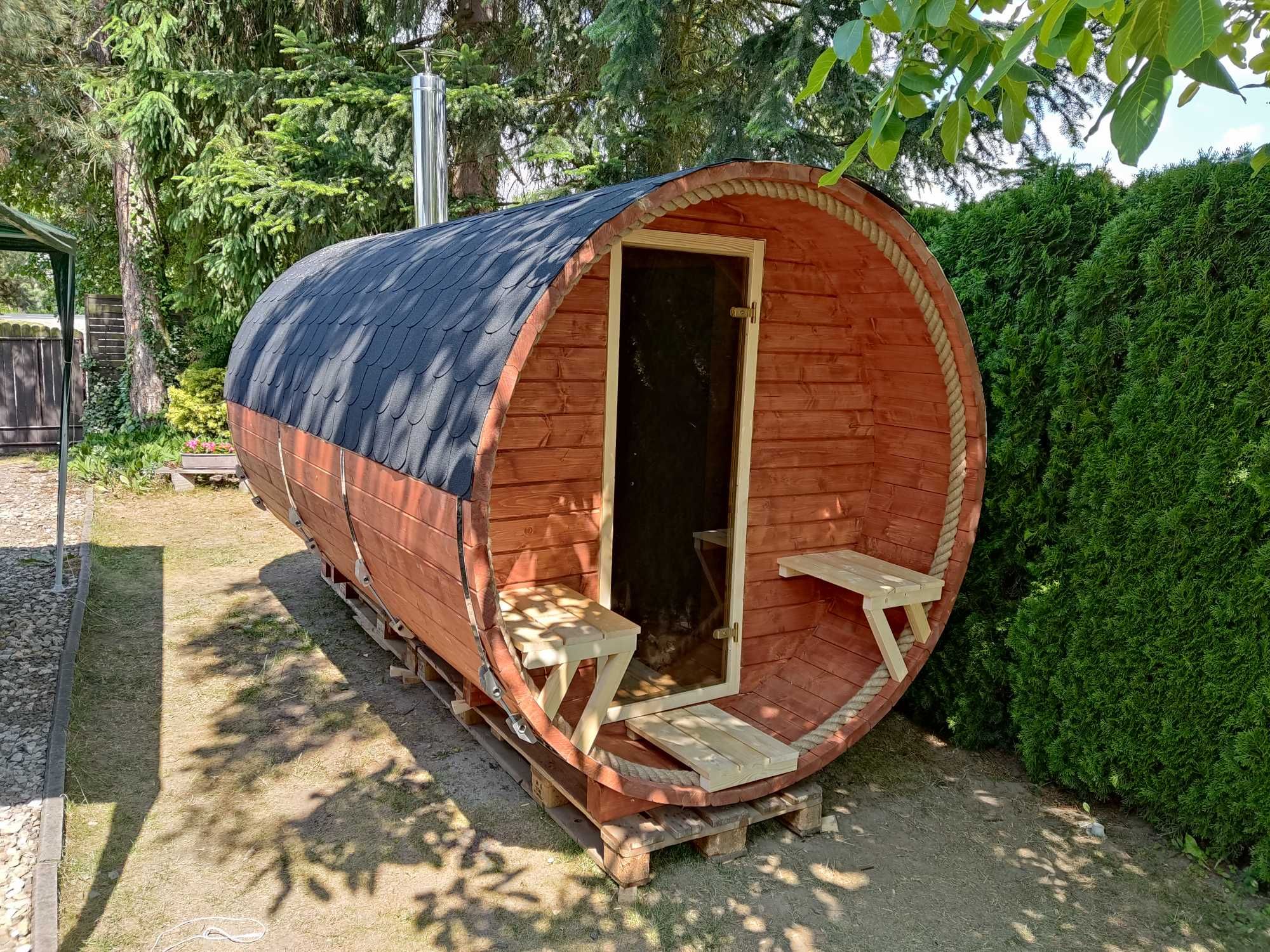 Sauna beczka ogrodowa samodzielny montaż FULL ZESTAW! 1,5X2