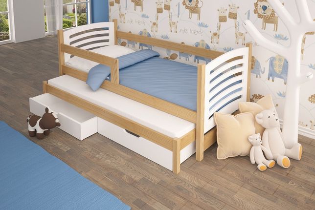 Piękne łóżko dla dzieci OLI z dolnym spaniem + 2x materac