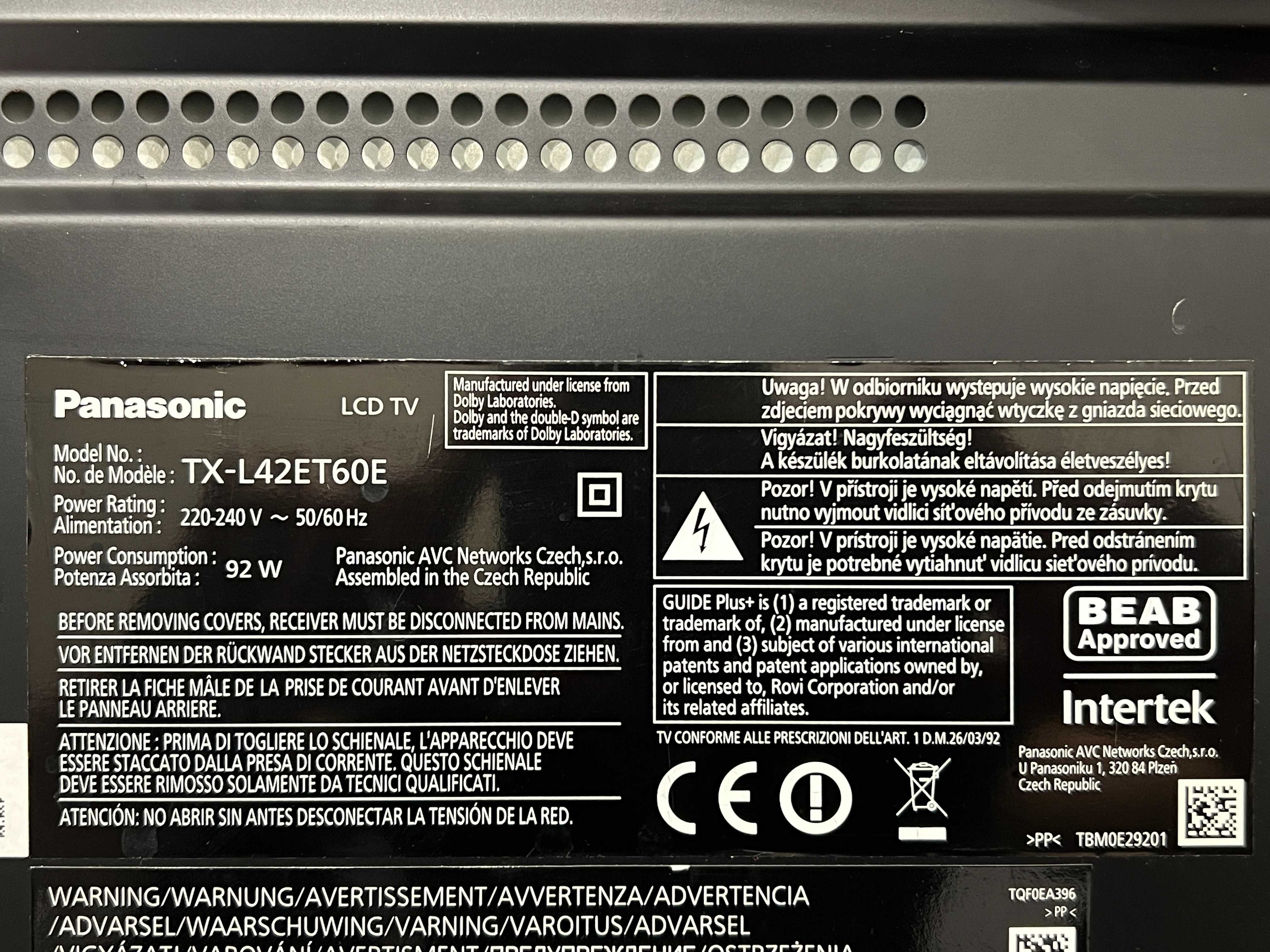 Telewizor Panasonic tx-l42et60e / 42 cale