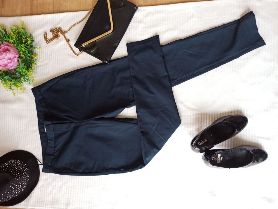 Sg Eleganckie granatowe spodnie 40 , L Chino klasyczne spodnie 40 , L