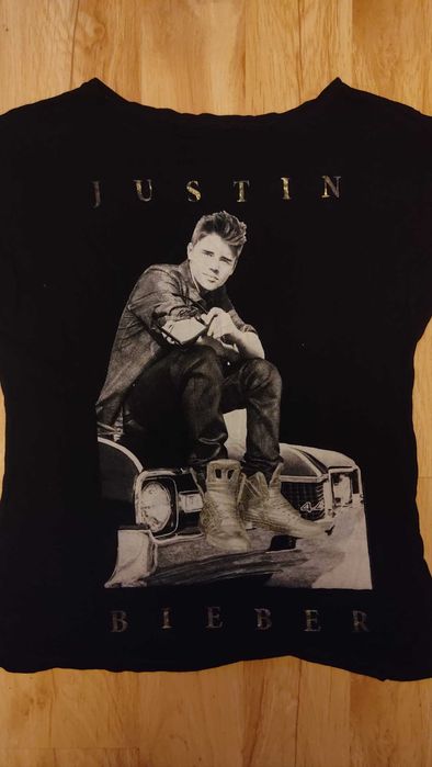 Justin Bieber koszulka czarna, 140 cm,