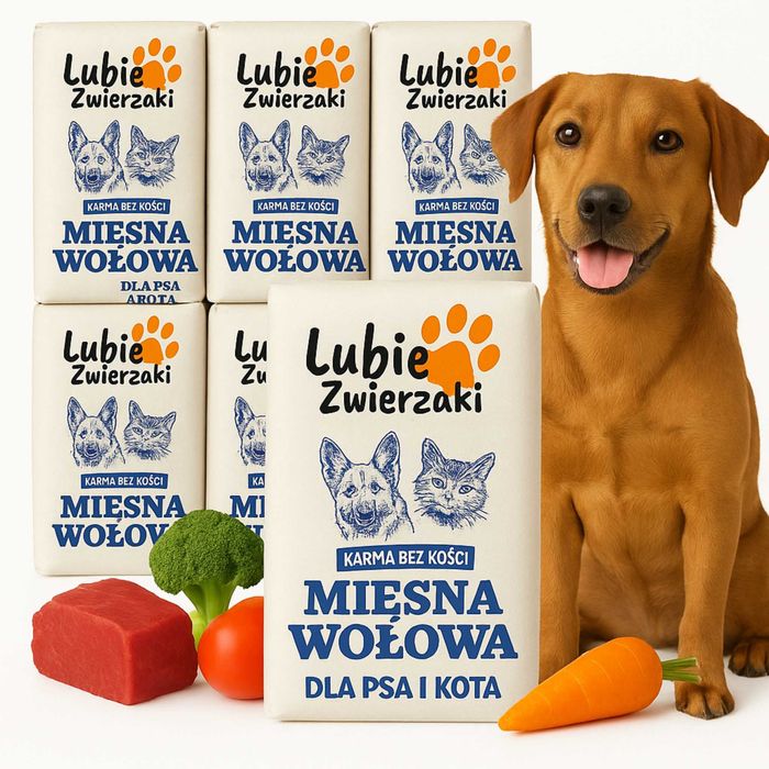 Mięso surowe mrożone wołowe mokra karma dla psa bez kości 10kg BARF