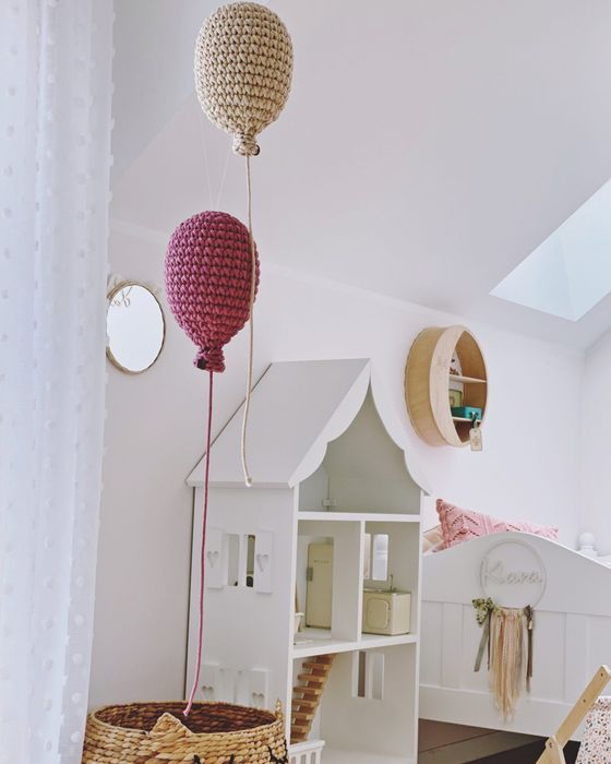 Balonik wiszący dekoracja do pokoju malucha pleciony handmade