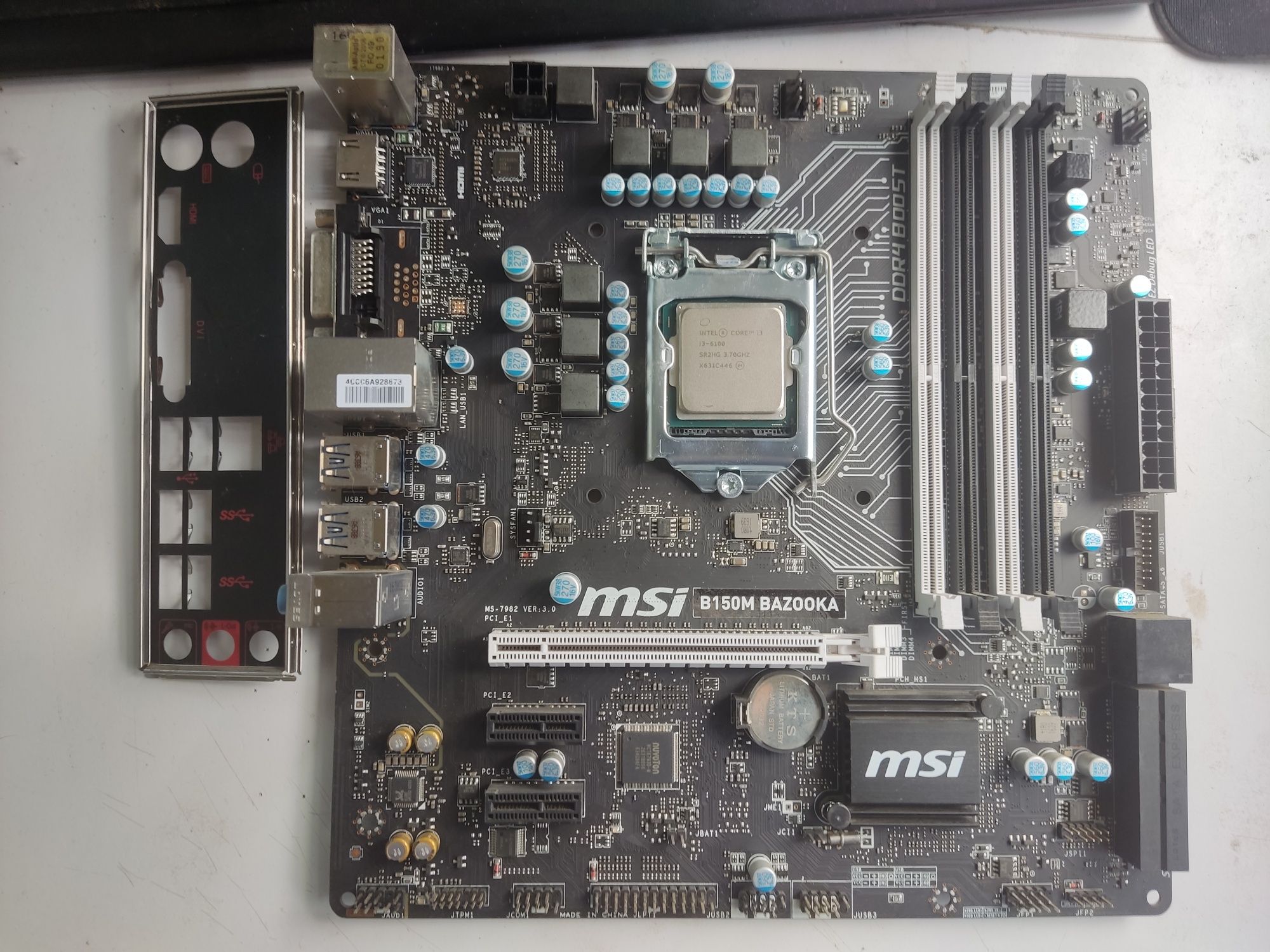 Материнская плата MSI B150M Bazooka+ i3-6100 сокет 1151