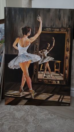 Красивая картина маслом танцующей балерины