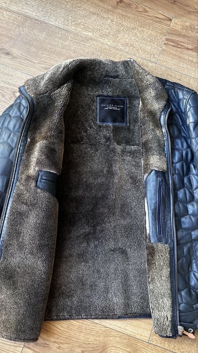Чоловіча зимова шкіряна дублянка Philipp Plein