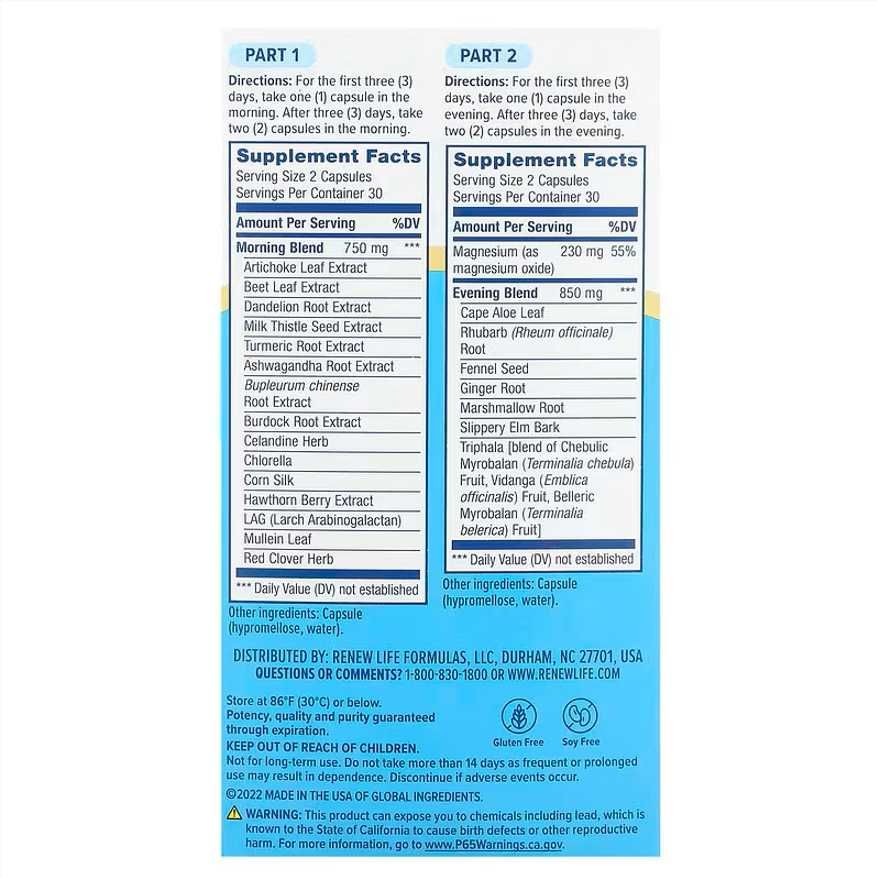 Renew Life, 14-Day Cleanse Smart, 2 butelki, 60 kapsułek