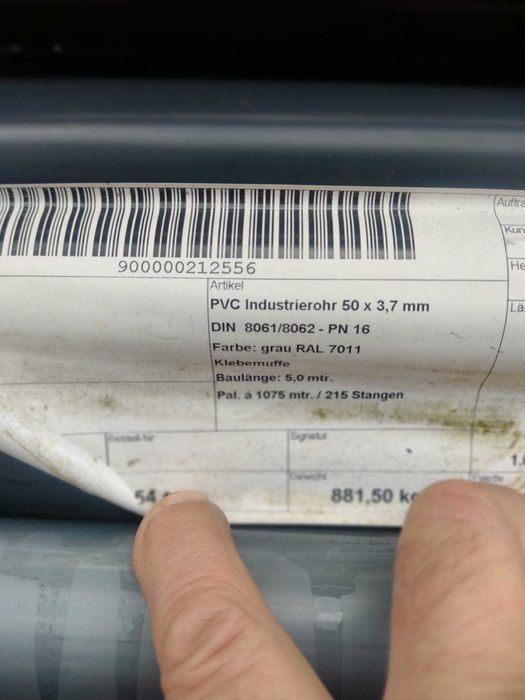 Wyprzedaż PCV Rura ciśnieniowa PVC-U, 75mm i inne srednice 6 bar