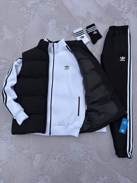Чоловічий зимній спортивний костюм фліс адідас комплект Adidas xs-3xl