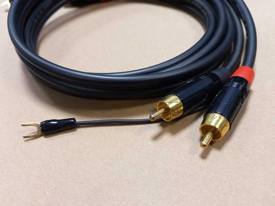 Kabel do gramofonu / interkonekt Phono RCA Hi-Fi z uziemieniem 1,5m