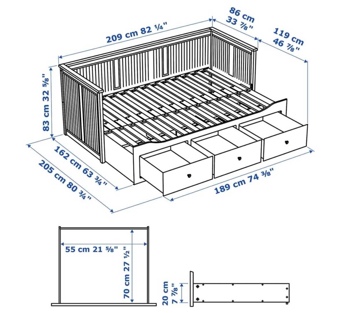 Cama HEMNES c/ colchão 80x200cm