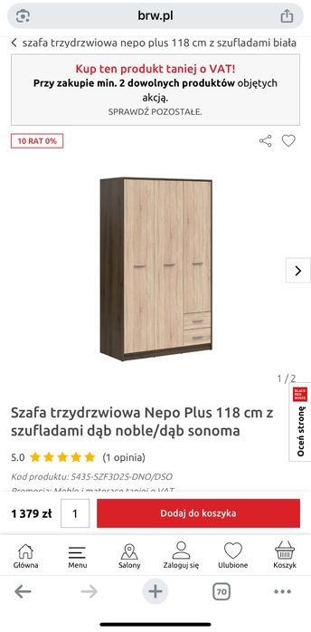 Szafa dąb sonoma i wenge