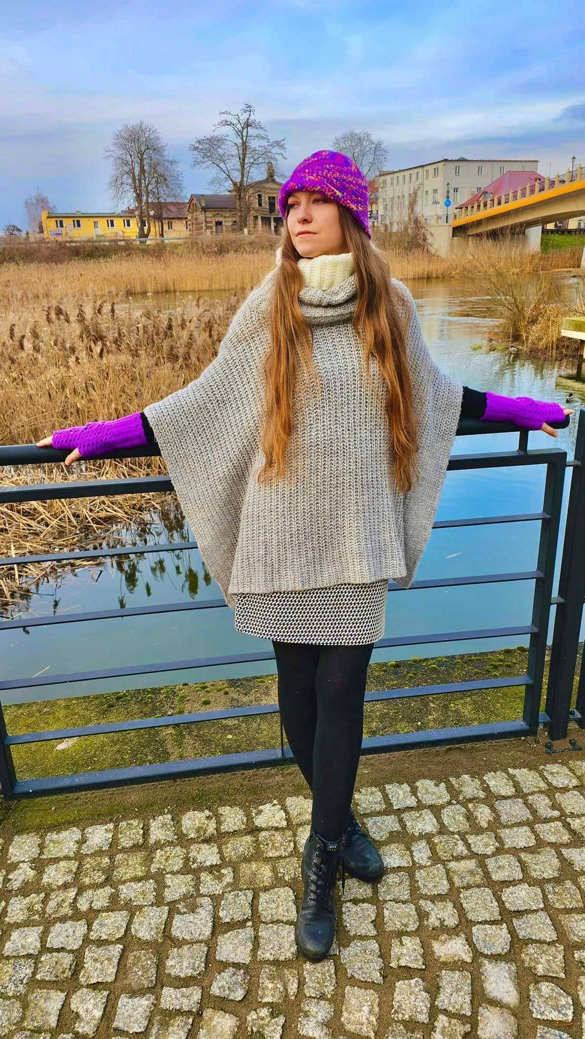 Kapelusz Zimowy Szydełkowy rękodzieło handmade
