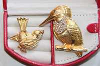 2 x broszka broszki ptak ptaszek ptaki koliber złota złote złoty yes