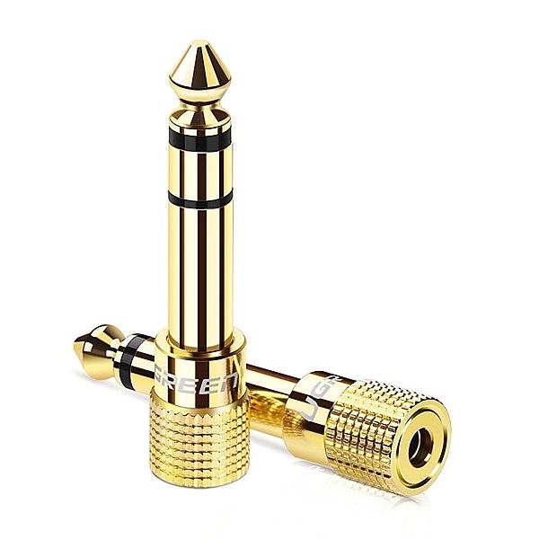 Ugreen adapter przejściówka z 3,5 mm mini jack na 6,3 mm jack złoty (2