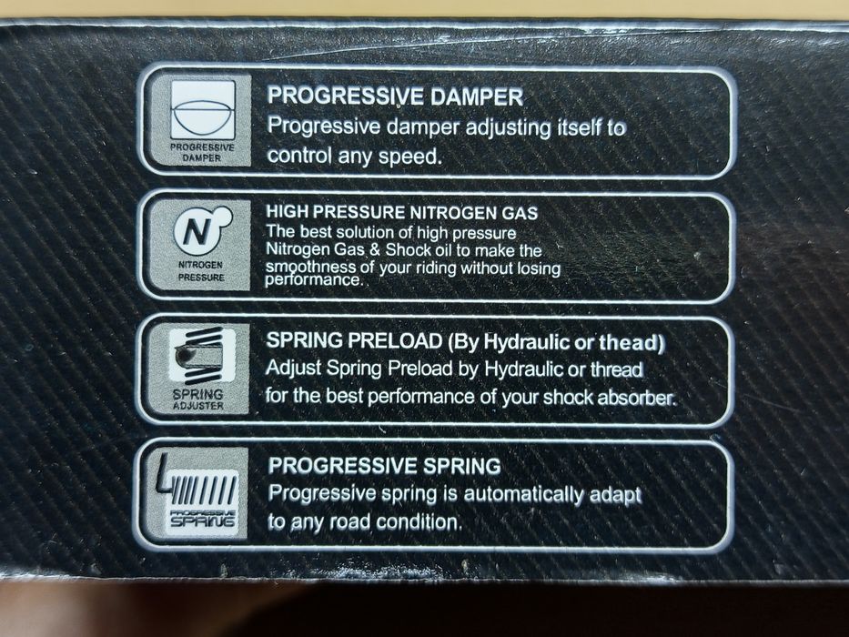 Амортизатор задній JH/CB/CG - 340мм*d59мм регул., хром к-кт 2шт "NDT"