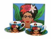 NOWY Zestaw 2 filiżanki do espresso ze spodkami poj 90ml Frida Kahlo