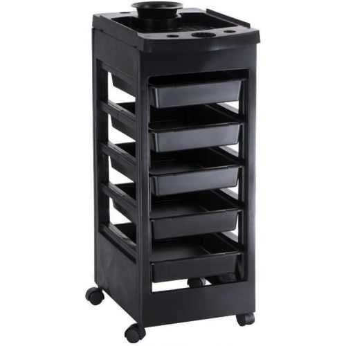 Тележка парикмахерская черная на 5 полочек