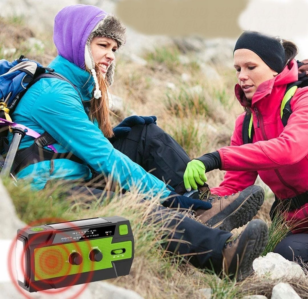 Radio korbowe, alarm SOS FM/AM radio awaryjne 4000 mAh solarne korba