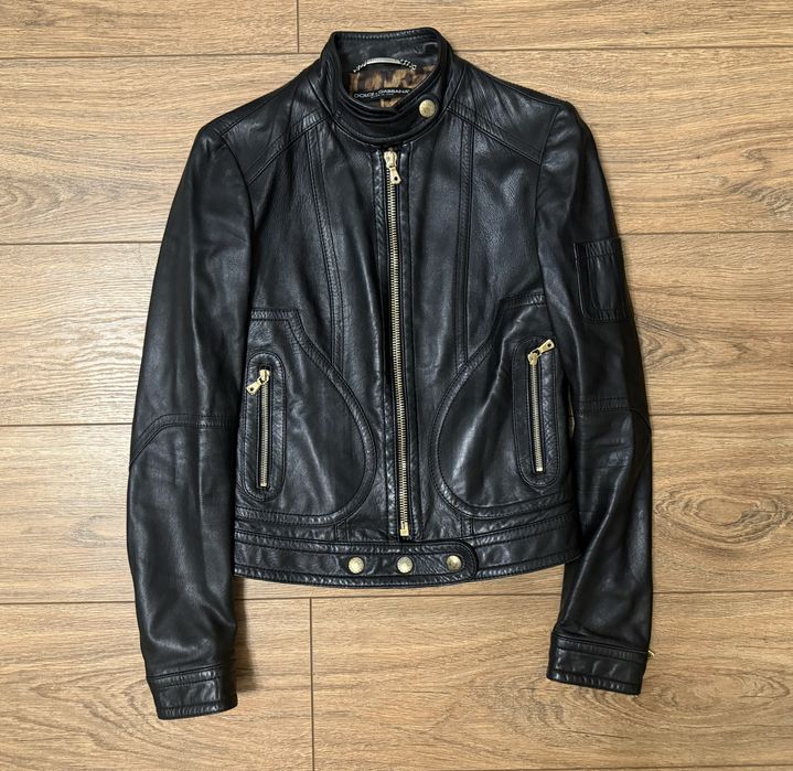 Dolce Gabbana Leather Biker Jacket Sheepskin кожанка, шкірянка