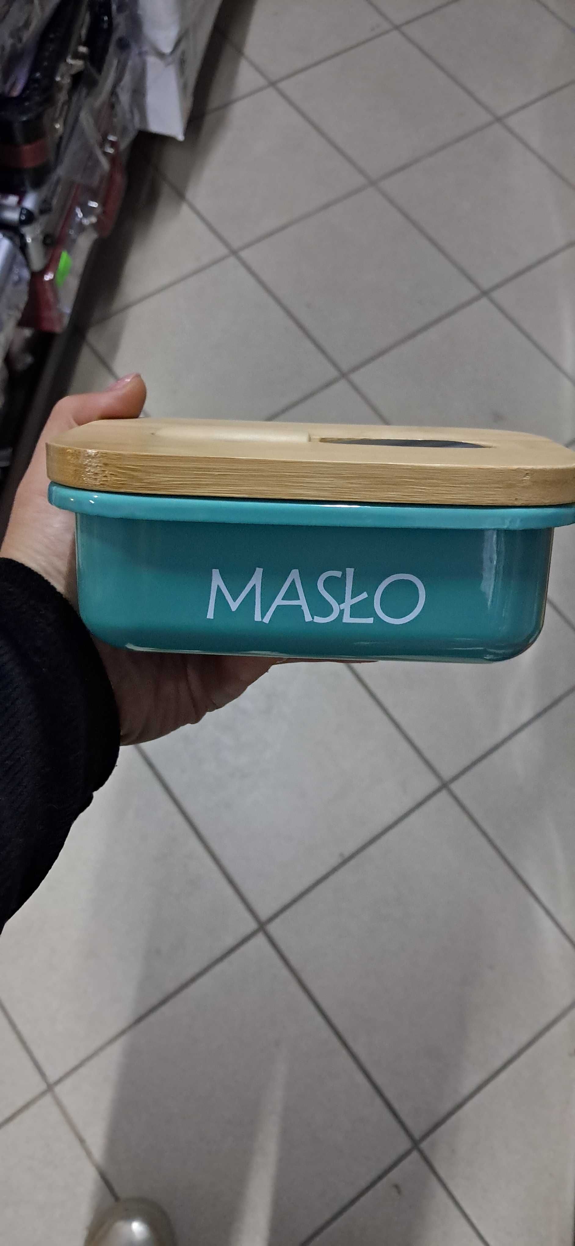 MASELNICZKA pojemnik na masło Z POKRYWKĄ + nożyk miętowa
