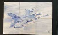 Painel de azulejos avião F16