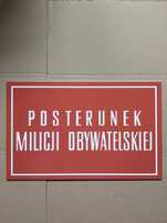Tablica PRL Posterunek Milicji Obywatelskiej tablica pcv