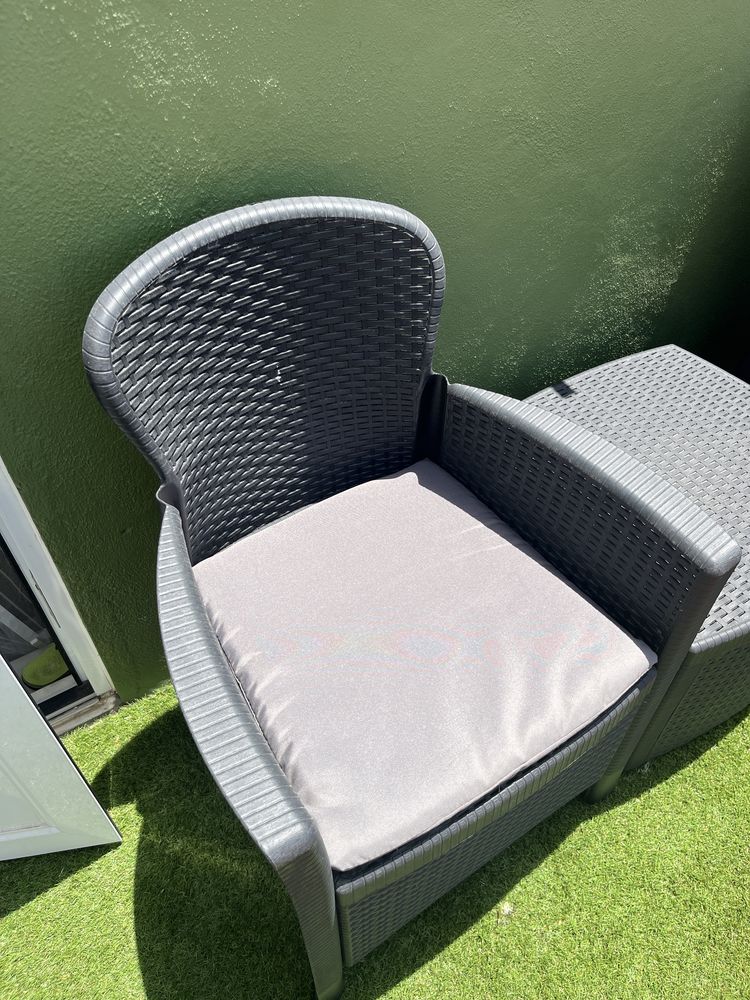 Conjunto 2 cadeiras+1 mesa Jardim quintal varanda exterior