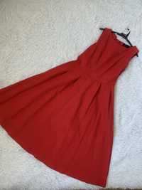 Czerwona sukienka midi wieczorowa elegancka Mohito