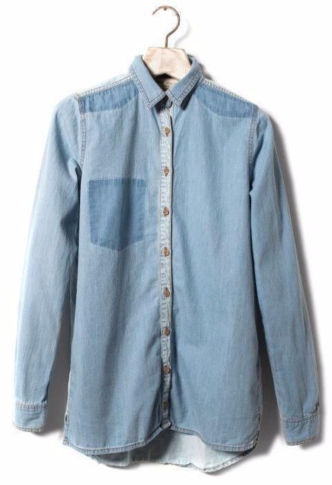 Koszula dżinsowa jeansowa Pull&Bear asymetryczna niebieska modna M L