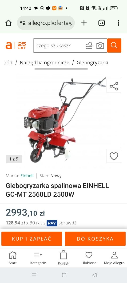 Okazja Glebogryzarka gleba spalinowa Einhell gc mt 2560ld