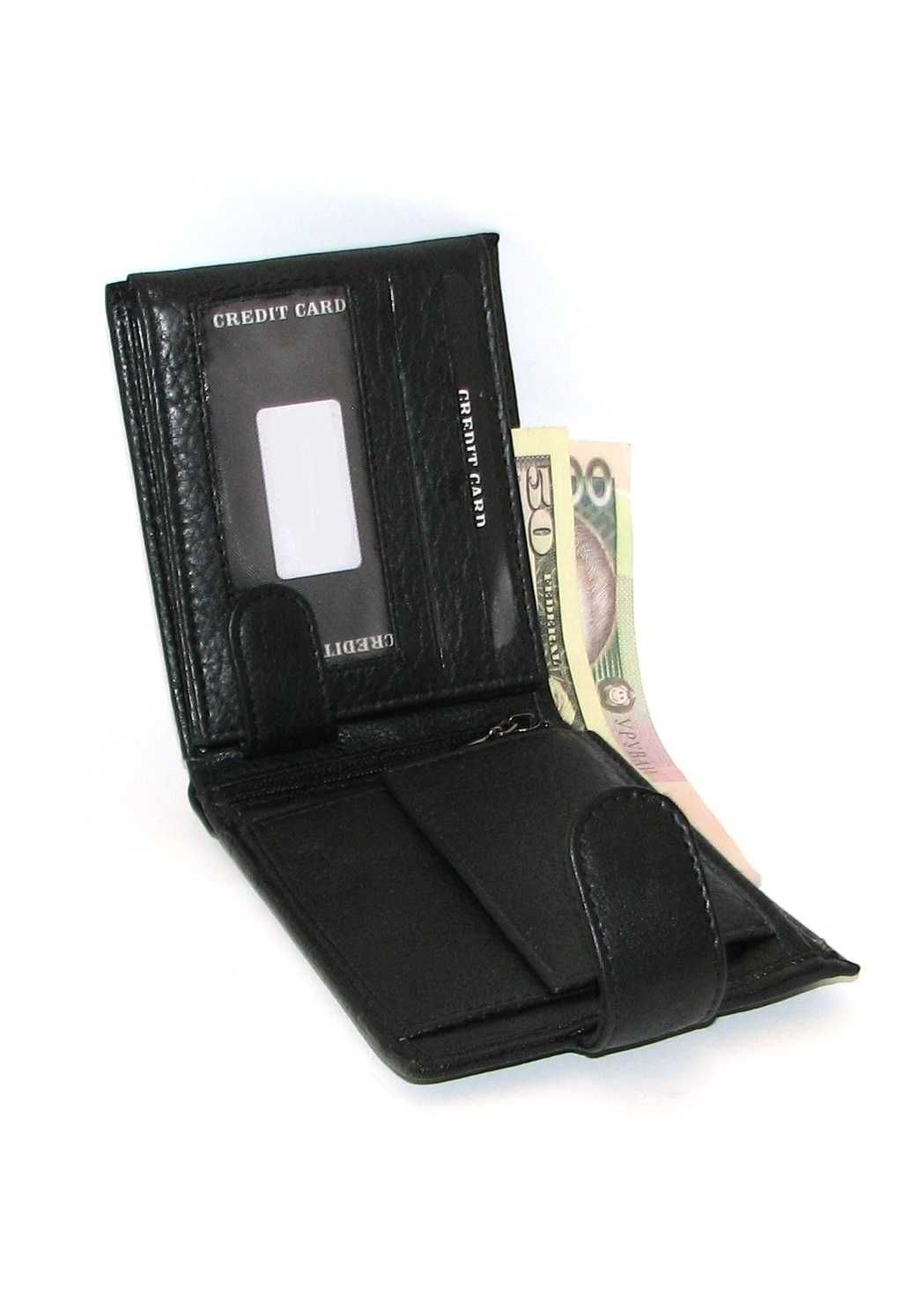 Шкіряний гаманець чорного кольору