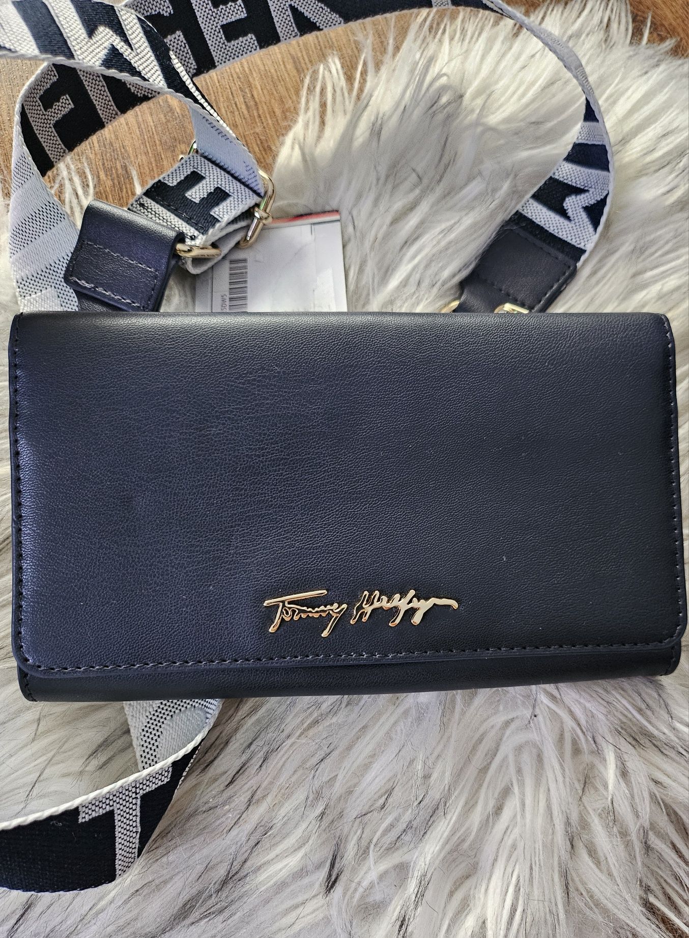 Torebka portfel Tommy Hilfiger Oryginał złote dodatki Hit granatowa