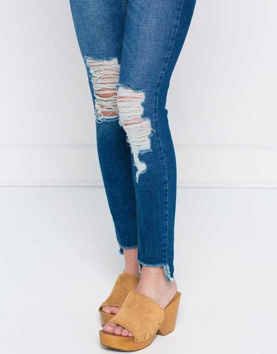 PULL&BEAR rurki SKINNY przecieran DZIURY 42 XL
