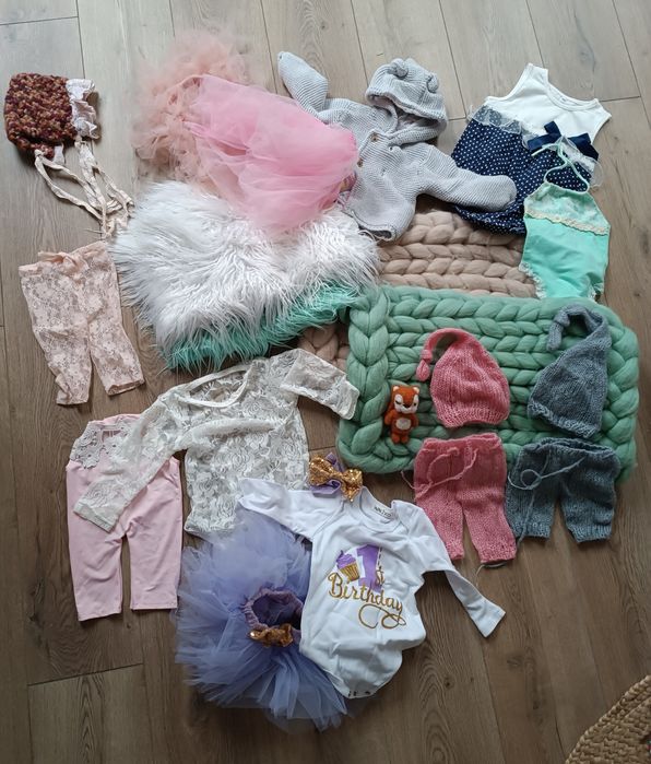 Ubranka i rekwizyty do sesji noworodkowej oraz roczkowej