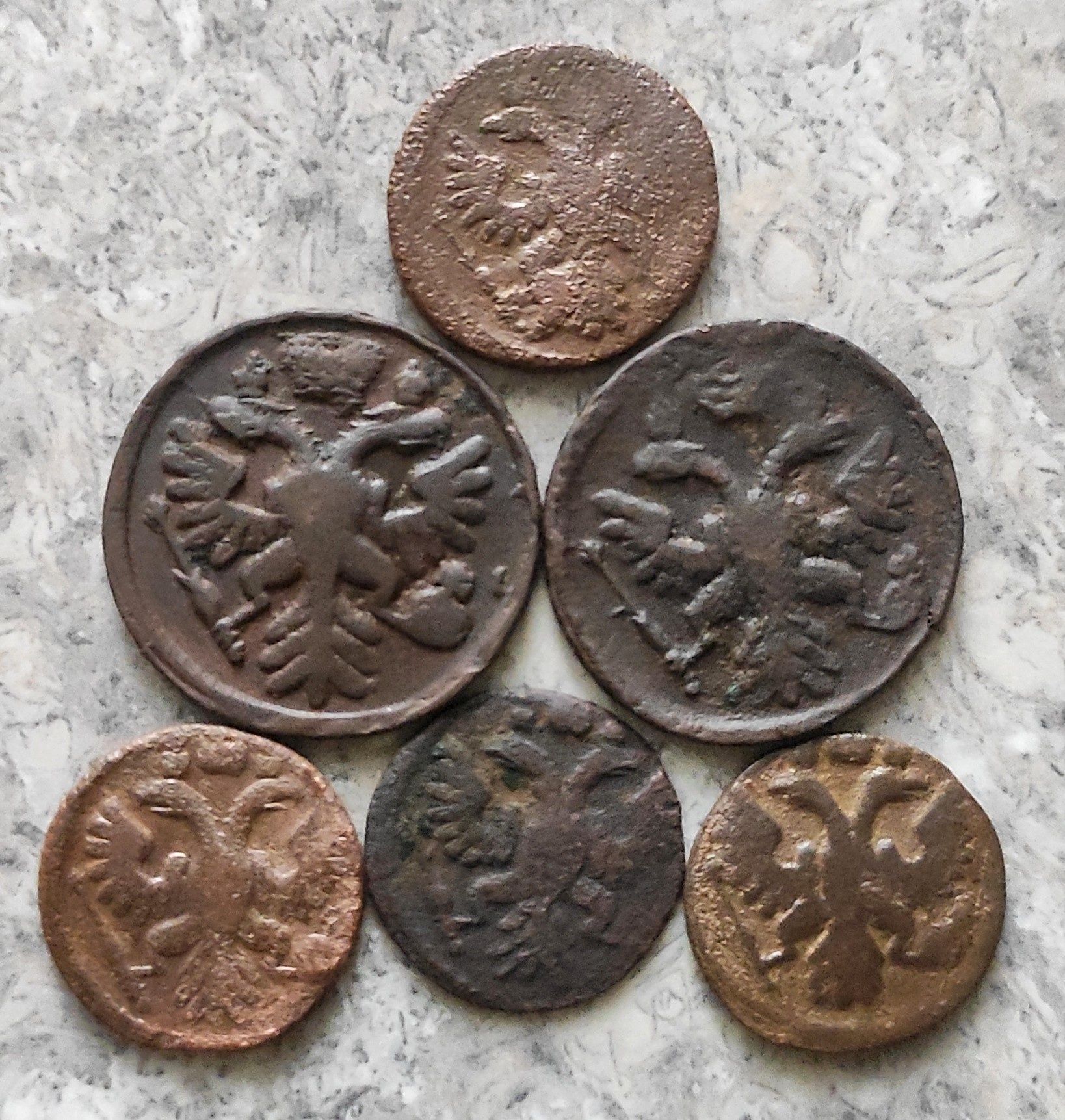 Царские монеты. Денга. Полушка. XVIII век