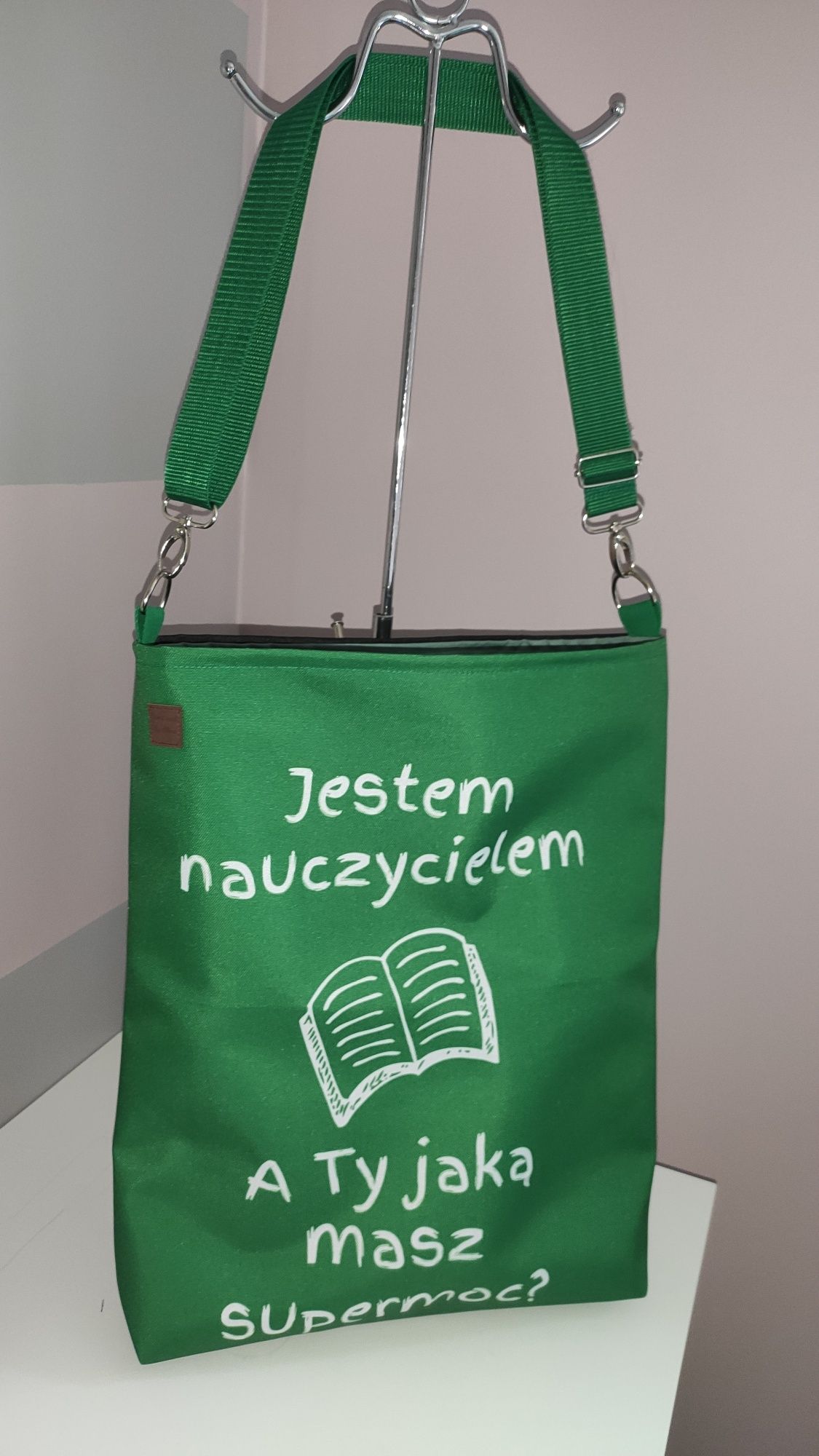 Torba na Dzień nauczyciela shopper bag dla nauczycielki, pomieści a4