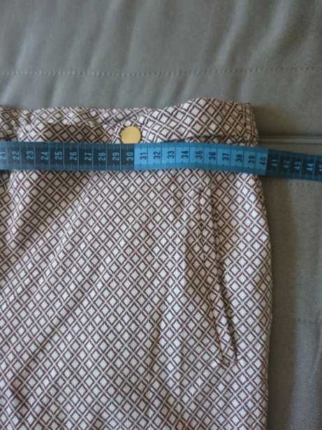 Damskie spodnie cygaretki, złote guziki, mozaiką, r 14