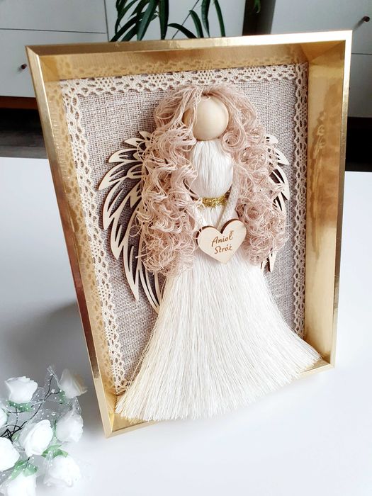 Ramka Anioł stróż pamiatka chrztu świętego, komunii. Roczek