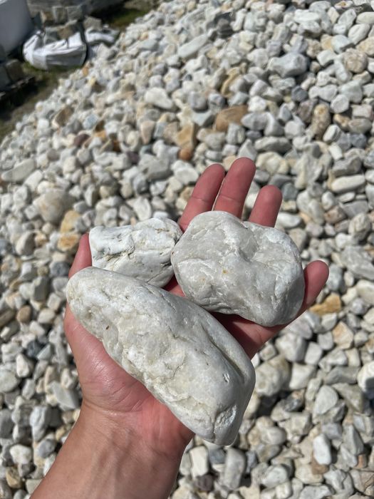 KAMIEŃ OGRÓD JAPOŃSKI Żwir do Ogrodu Biały Kremowy Otoczak Kwarcowy