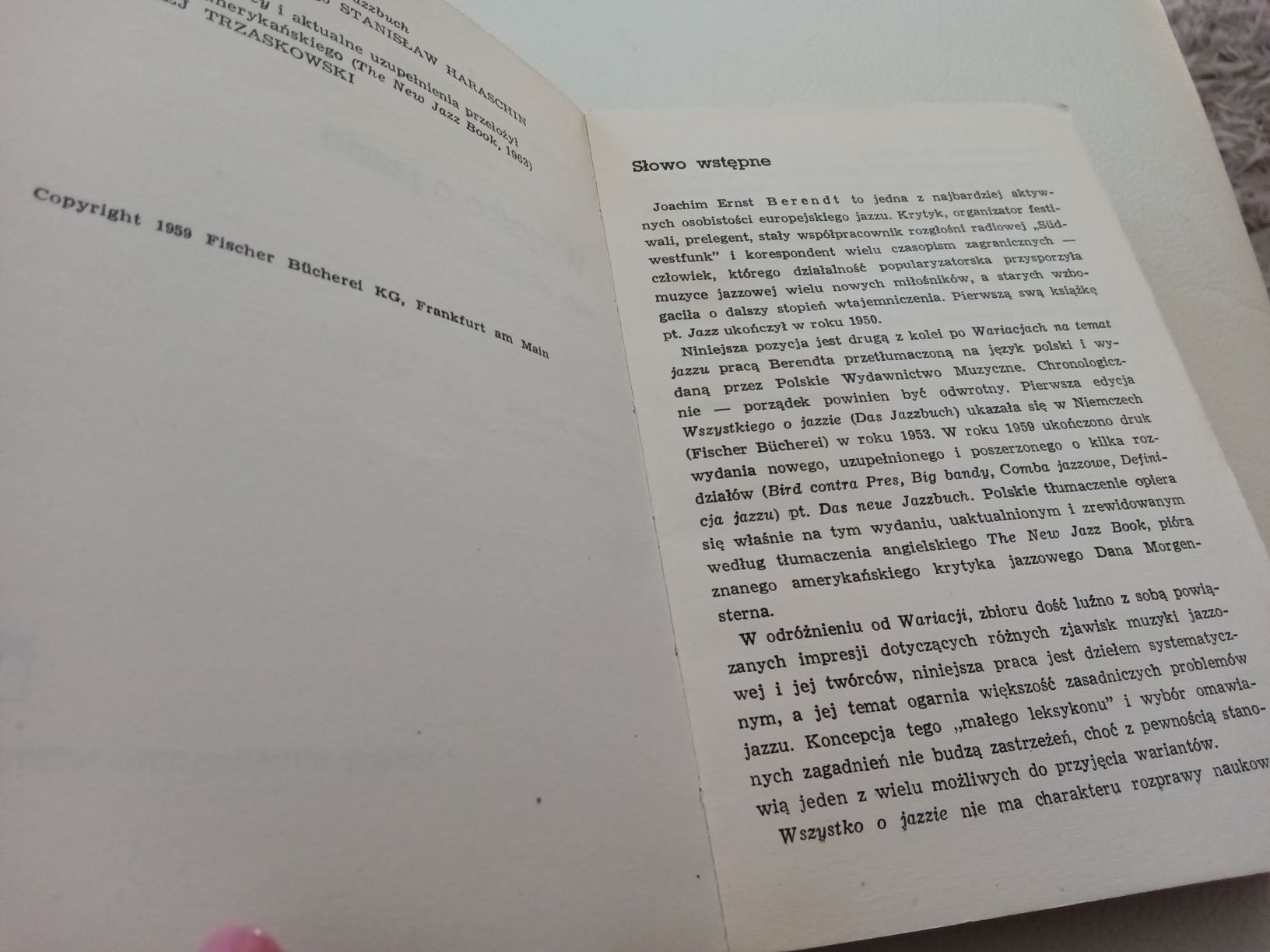 Joachim Ernst Berendt Wszystko o jazzie mały leksykon PWM 1959 Unikat!