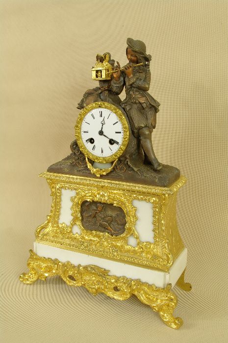 XIX w zegar kominkowy stojący Francja BRĄZ ZŁOCONY Molliere cudo