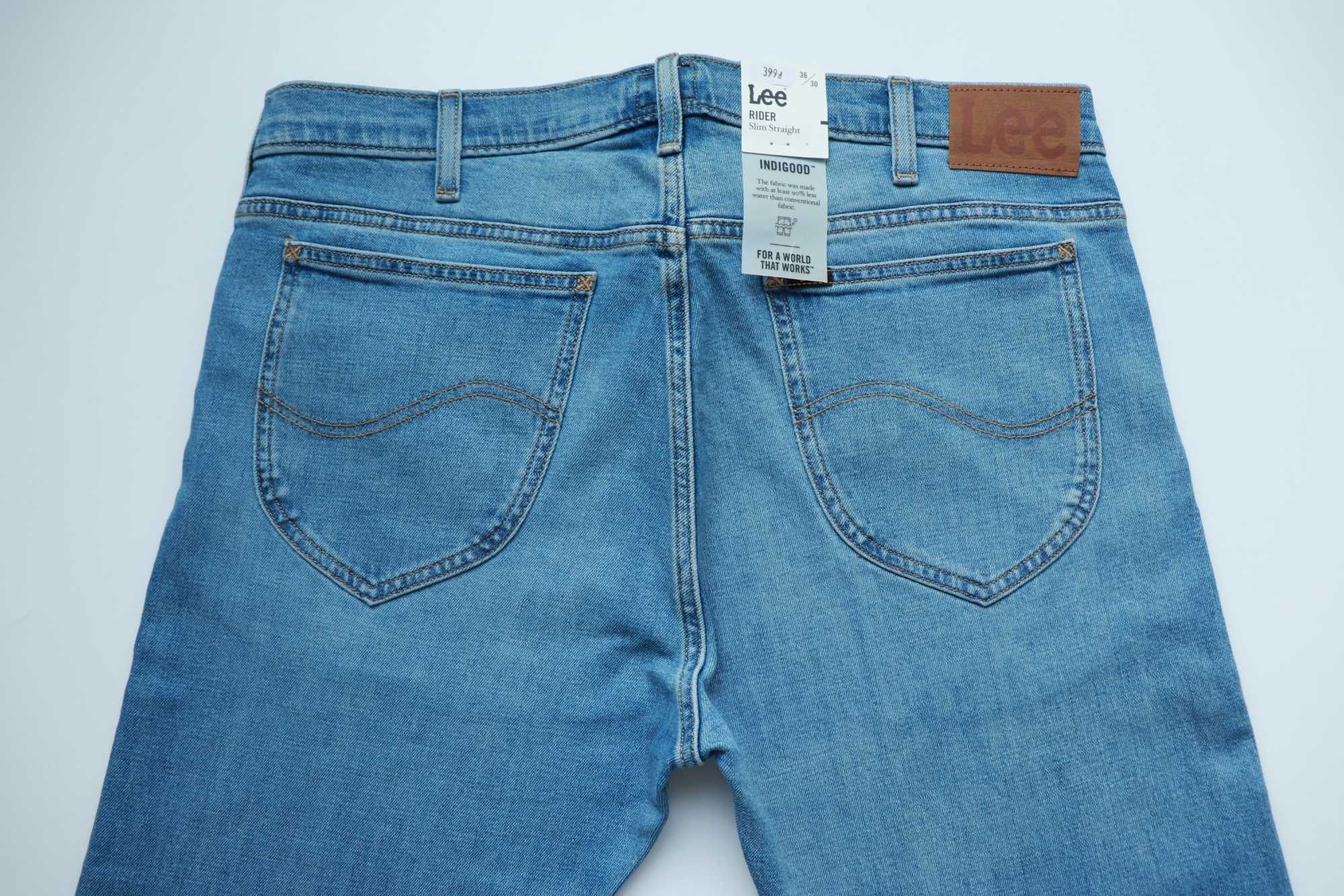 LEE RIDER W36 L30 męskie spodnie jeansy slim straight nowe okazja