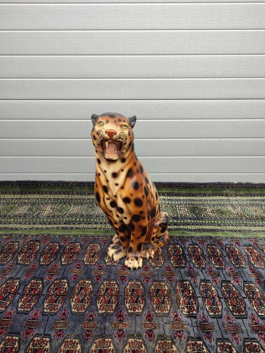 Ceramiczna Figura  Gepard  XXL - 60 CM - Ręcznie malowana - Lata 70