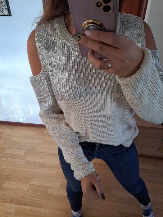 Sweterek srebrna nitka L Xl